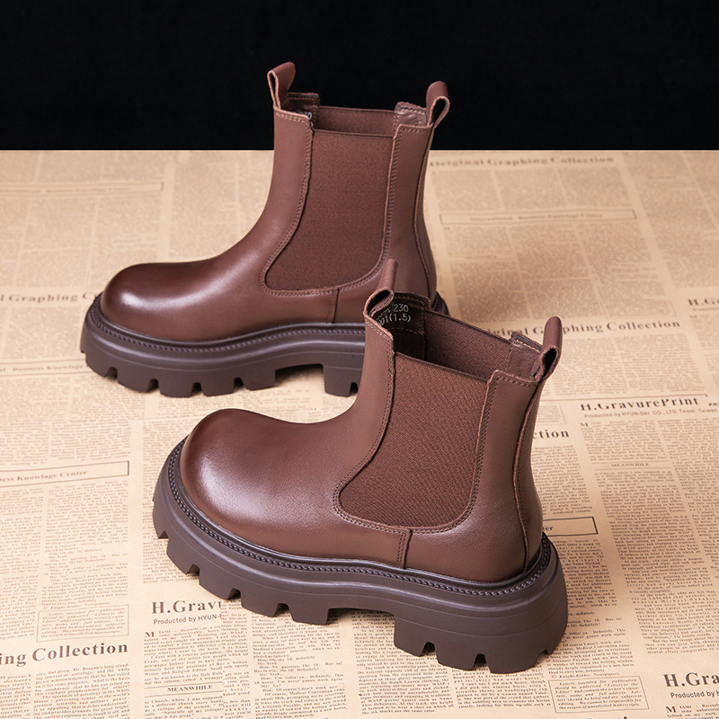 Thick Soled Genuine Leather Martin Boots For Women