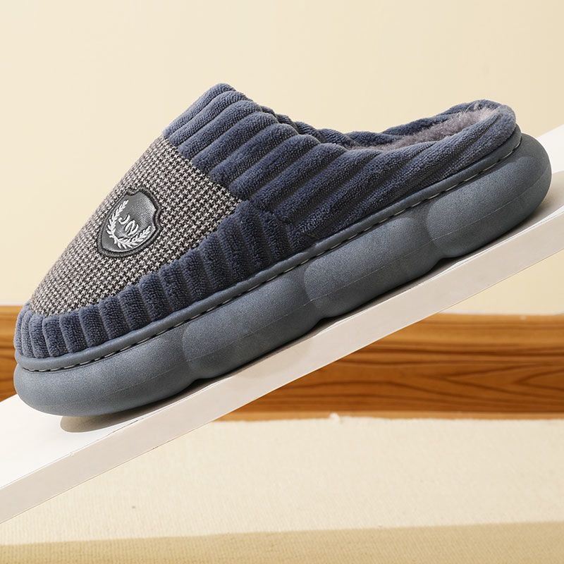 Plus Size Colorblock Plush Slippers For Women Men Winter Warm Home Slipper Indoor Thick-soled Fleece Shoes Couple foto 3