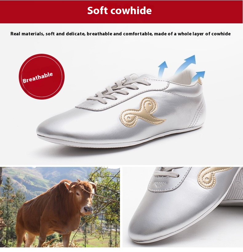 Soft Sole Top Layer Cowhide Tai Chi Shoes foto 2