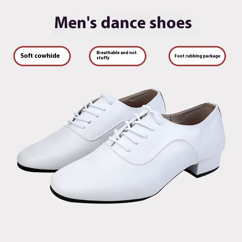 Men's Cowhide Modern Dancing Shoes Soft Bottom foto 5