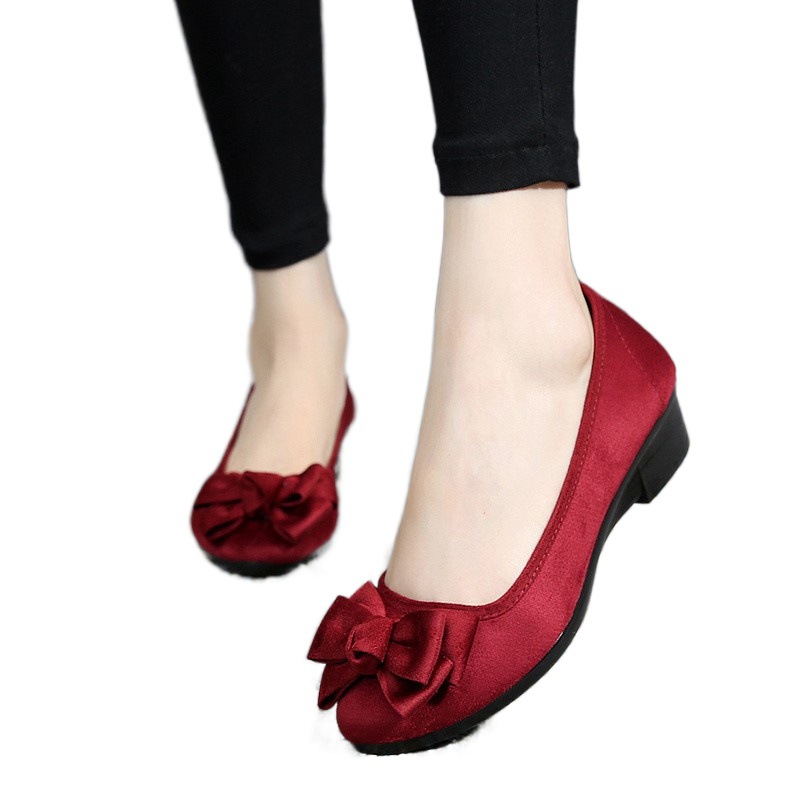 Women's Soft Soled Butterfly Bow Wedge Cloth Shoes foto 5