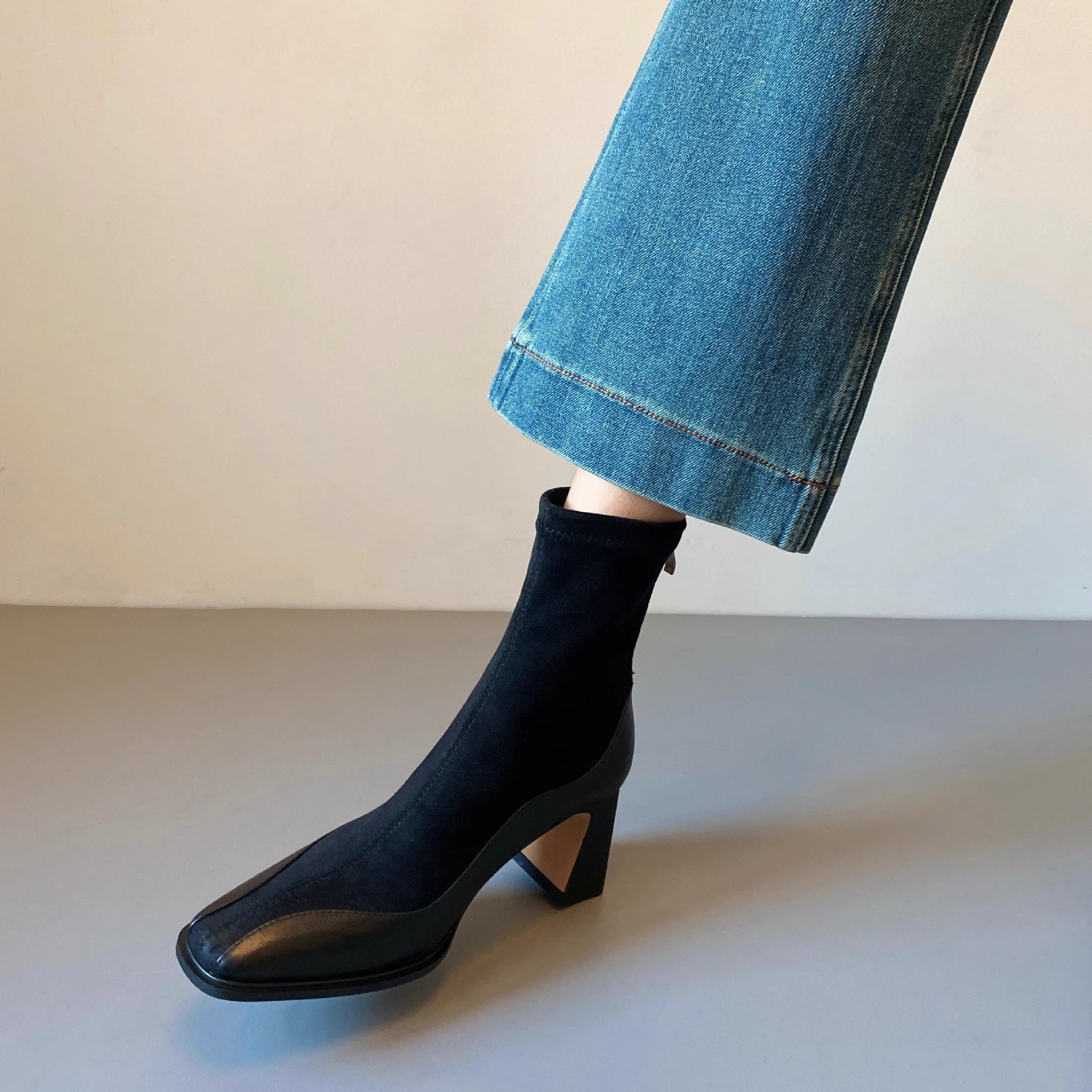 Retro New Chunky Heel High Heel Short Boots Women foto 4