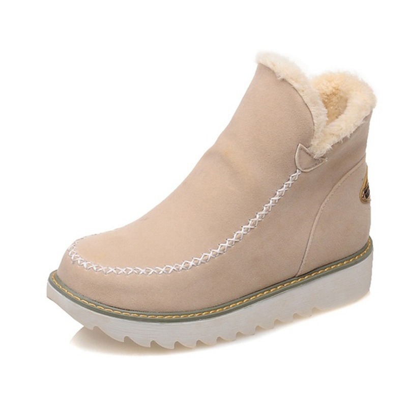 Womens Flat Thick-soled Slip-on Insulated Low-cut Cotton Boots foto 5