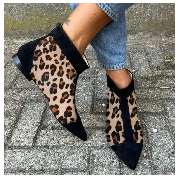 Womens Casual Low-heeled Plus-size Pointed-toe Leopard-print Shoes foto 2