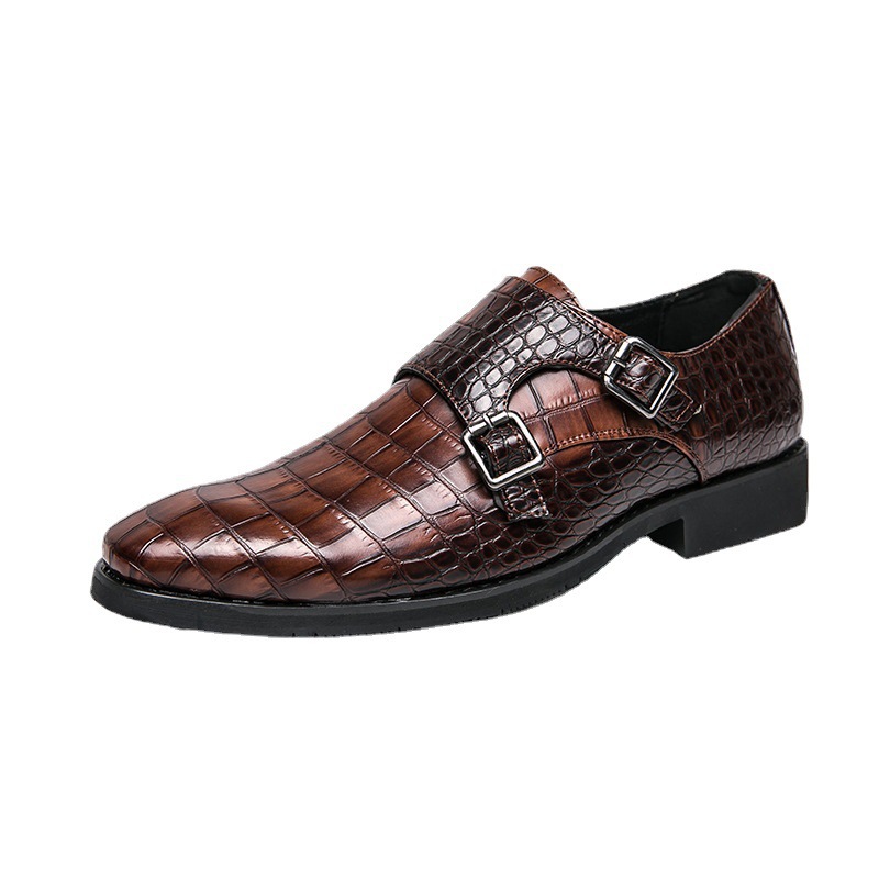 British-style Mens Leather Shoes With A Square Toe And Embossed Pattern foto 4