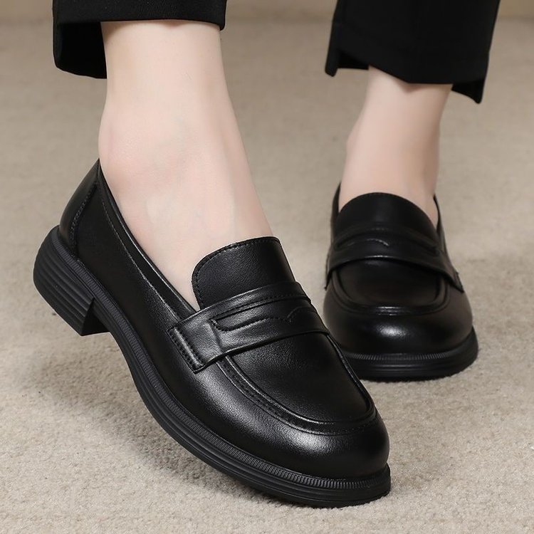 Soft-soled Non-slip Flat Soft-leather Loafersslip-on Style foto 3