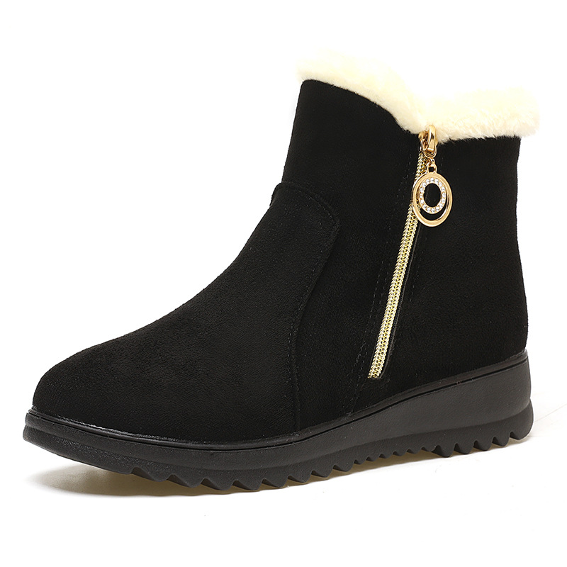 Fashionable And Versatile Fleece-lined Thick Flat Warm Women's Ankle Boots foto 2