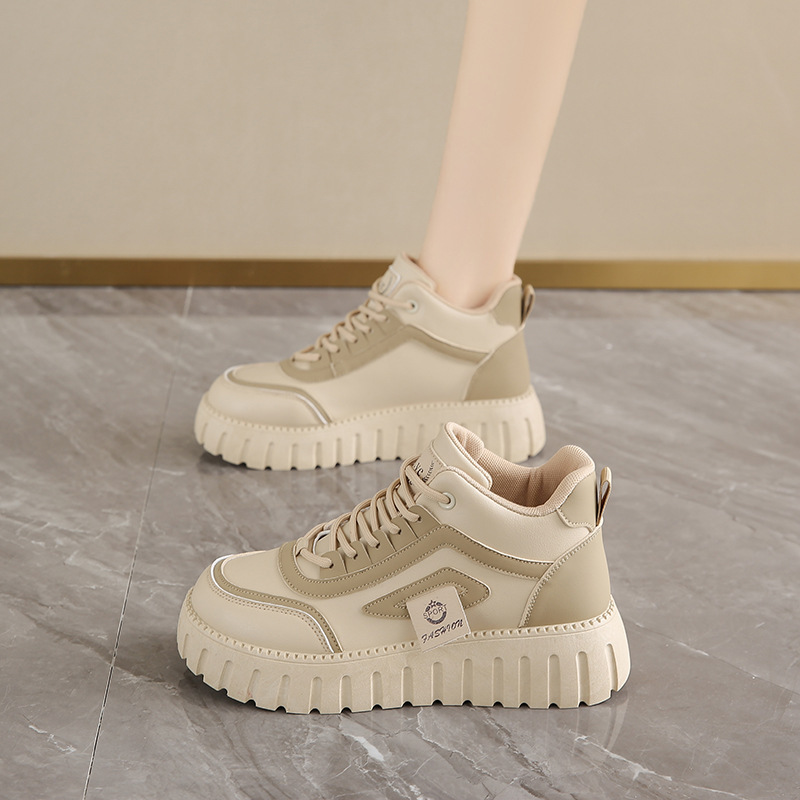 Breathable High-top White Shoes For Women Versatile Chunky-soled Athletic-casual Style foto 3