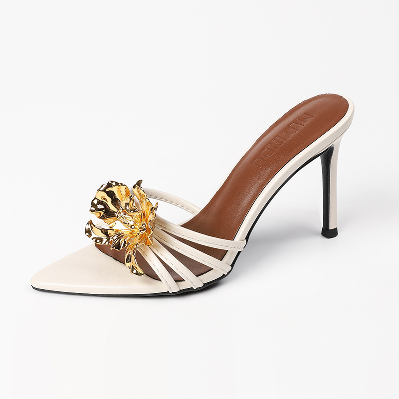 High Heels Women's Metal Flower Stiletto Open Toe Sandals foto 5