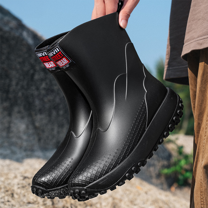 Mid And Low Tube Men's Rain Boots Outdoor Non-slip Waterproof Shoes foto 5