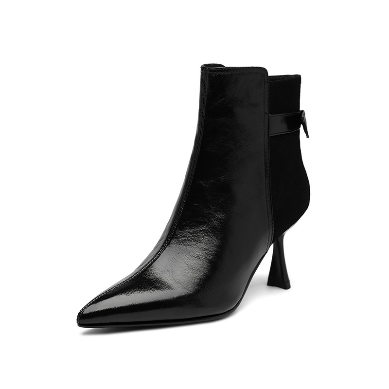 Autumn And Winter New French Retro Bow Spliced High Heels foto 4