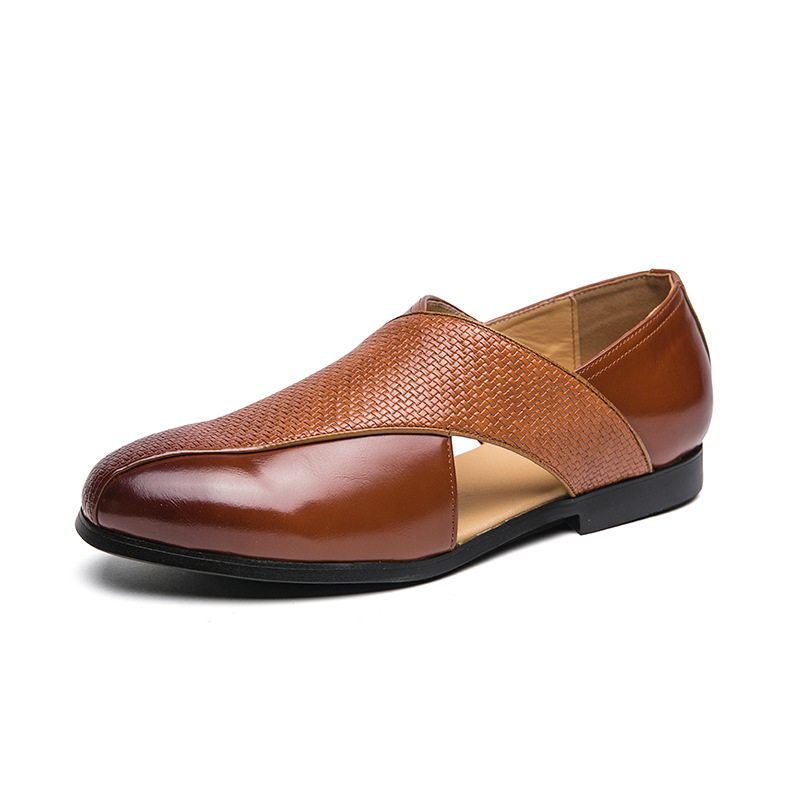 New Hollow Fashion Shoes Men's Summer Breathable Casual British Woven Leather Sandals foto 5