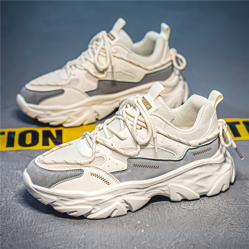 Men's Fashionable Sports Thick Sole Height Increasing Couple Lace Up Outdoor Wear-resistant Dad Shoes foto 3