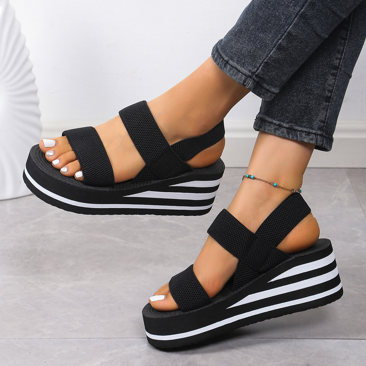 Outer Wear Small Height Increasing Wedge Platform Sandals foto 5