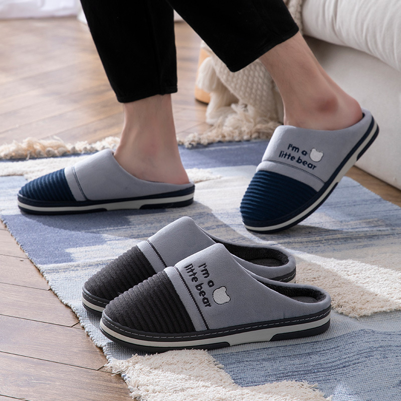 Plus Size Men's Slippers Indoor Warm Non Slip Cotton Slippers foto 5