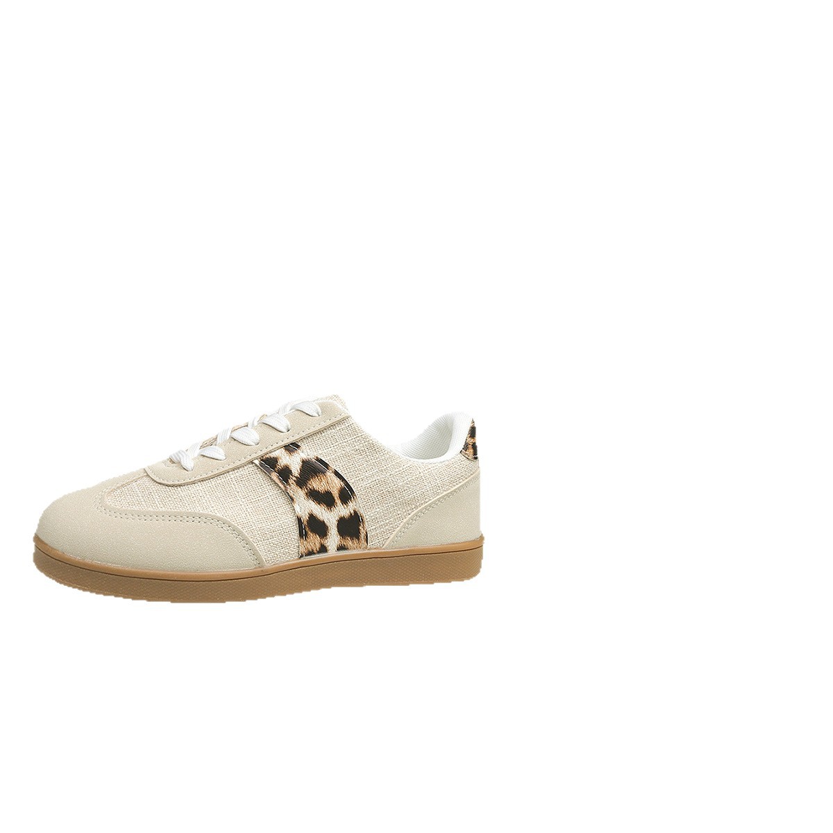 Round Toe Lace-up Vintage Leopard Print German Training Shoes foto 2