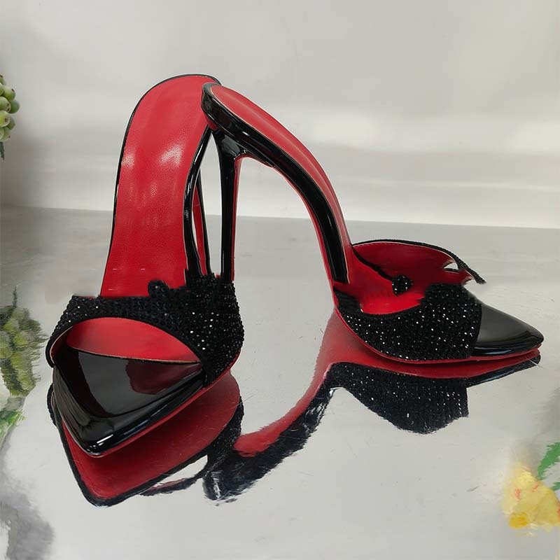 Rhinestone Ankle-strap Open Toe Sandals And Slippers Fashionable All-matching foto 2