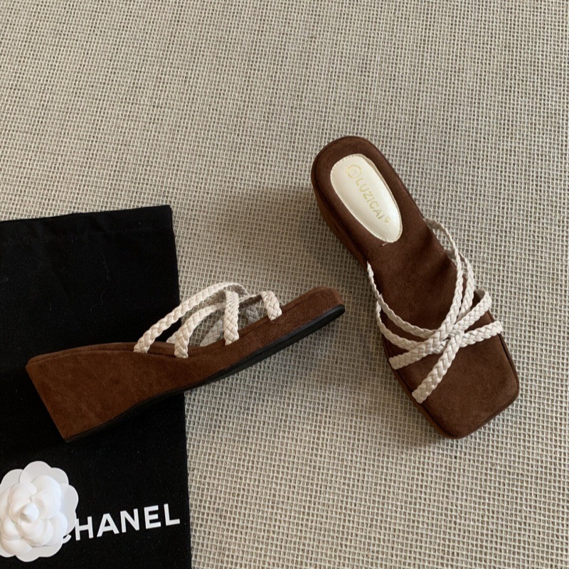 Wedge-heeled Platform Woven Open-toe Sandals foto 5