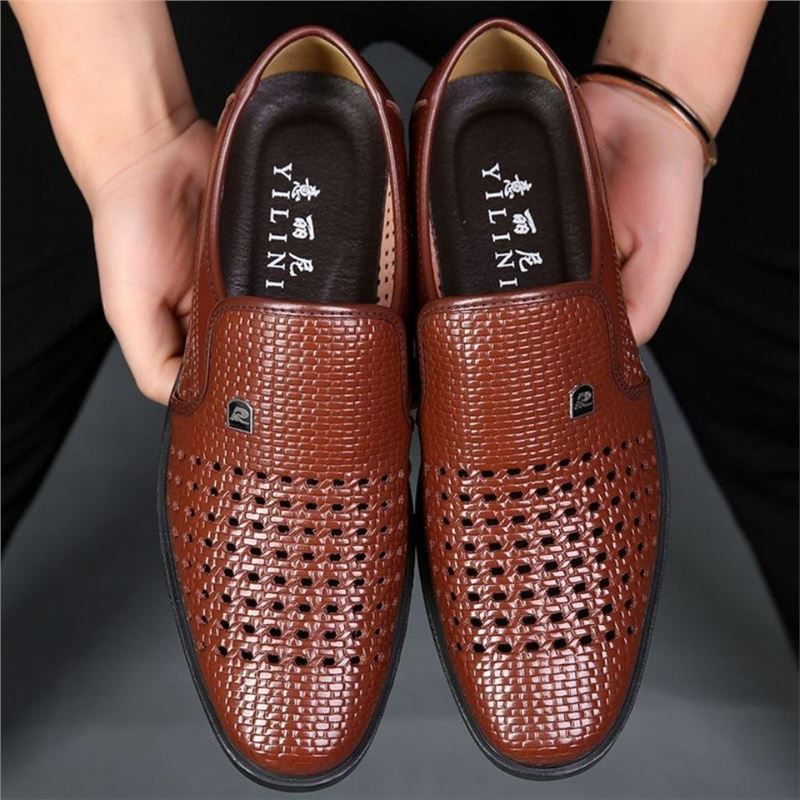 Mens Breathable Hollowed-Out Casual Leather Sandals foto 3