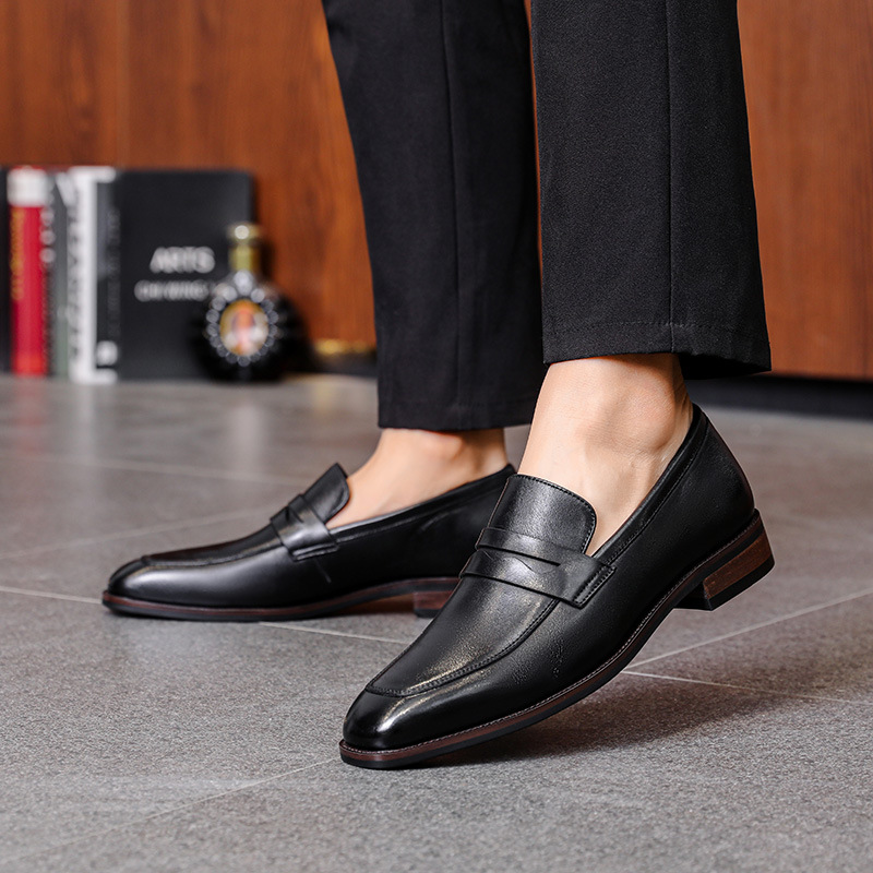 Men's Leather Shoes Business First Layer Cowhide Lazy foto 3