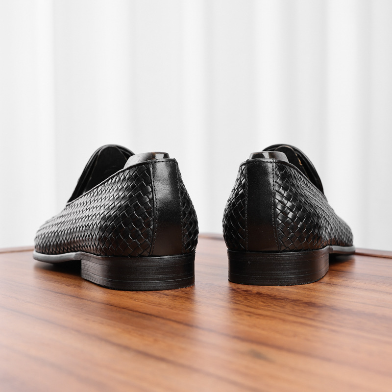 Cowhide Woven Men's Slip-on Business Men's Shoes foto 5