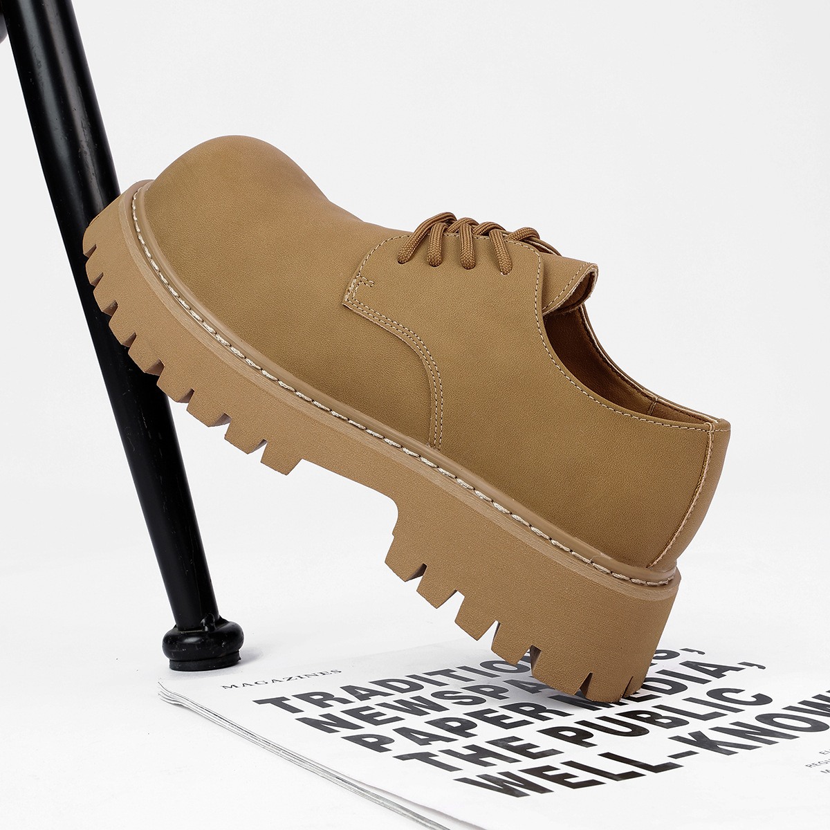 Mens British-style Thick-soled Height-increasing Leather Dress Shoes foto 2