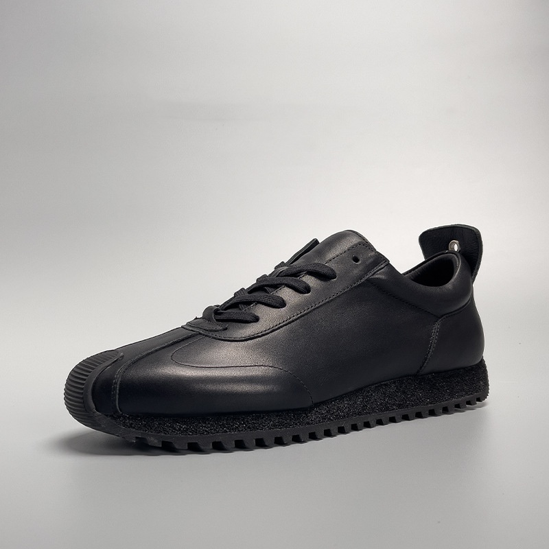 Simple Black Cowhide Casual Men's Genuine Leather Shoes foto 2