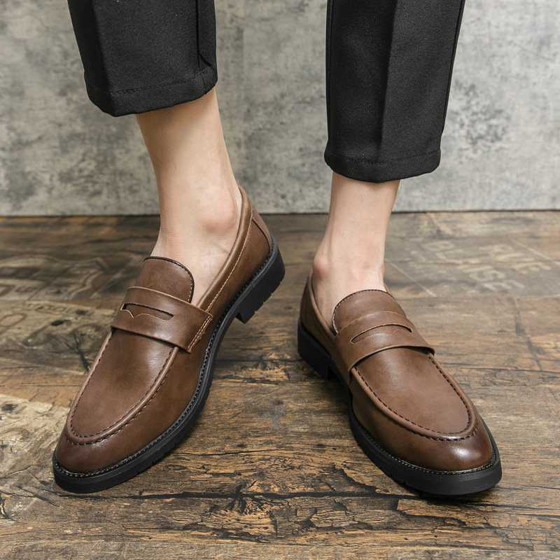 Retro Slip-on Round-toe British Loafers foto 3