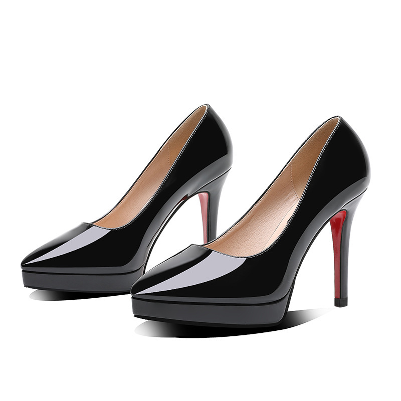 Stiletto Heel 10cm Pointed-toe Waterproof Platform Pumps Small Size foto 2