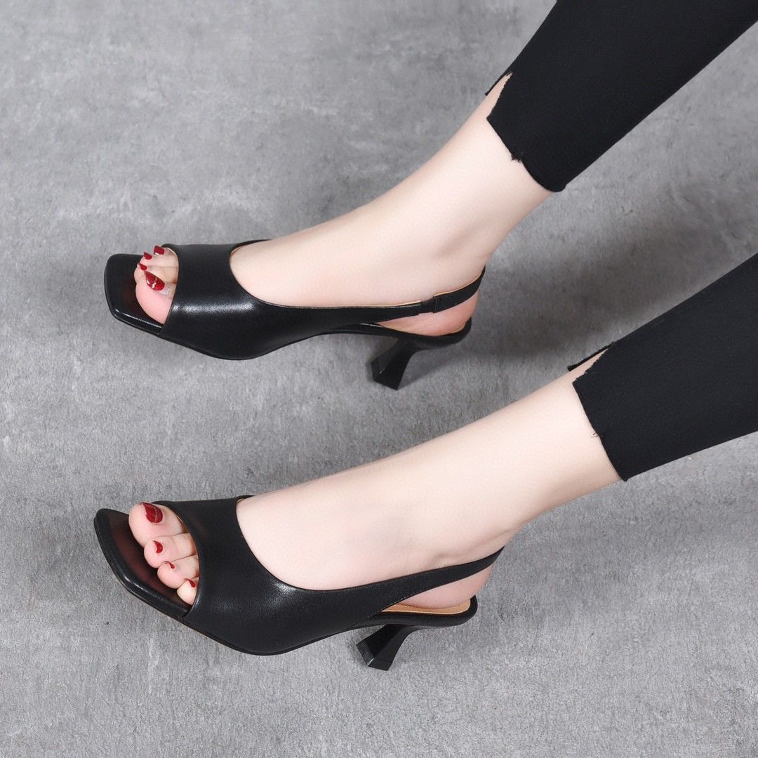 Increased Slim Fit Peep Toe Stiletto Heel Sandals foto 3