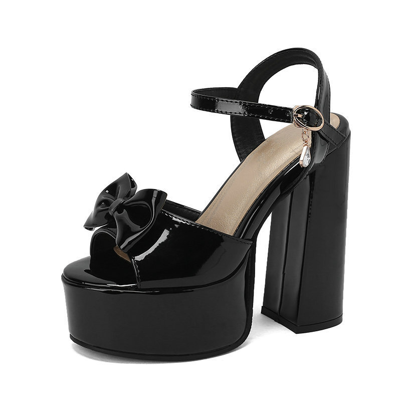 Womens Chunky-heel Ultra-high-heeled Peep-toe Sandals foto 4