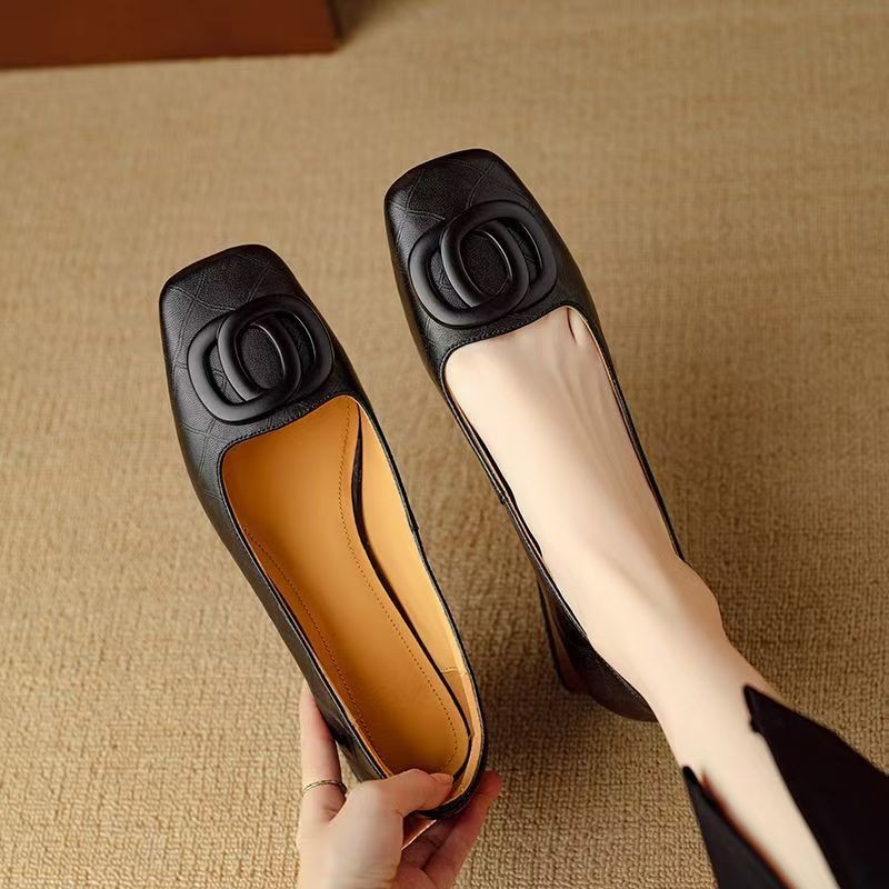 Super Soft Sheepskin Shallow Mouth Flat Bottom Comfortable Women's Shoes foto 4
