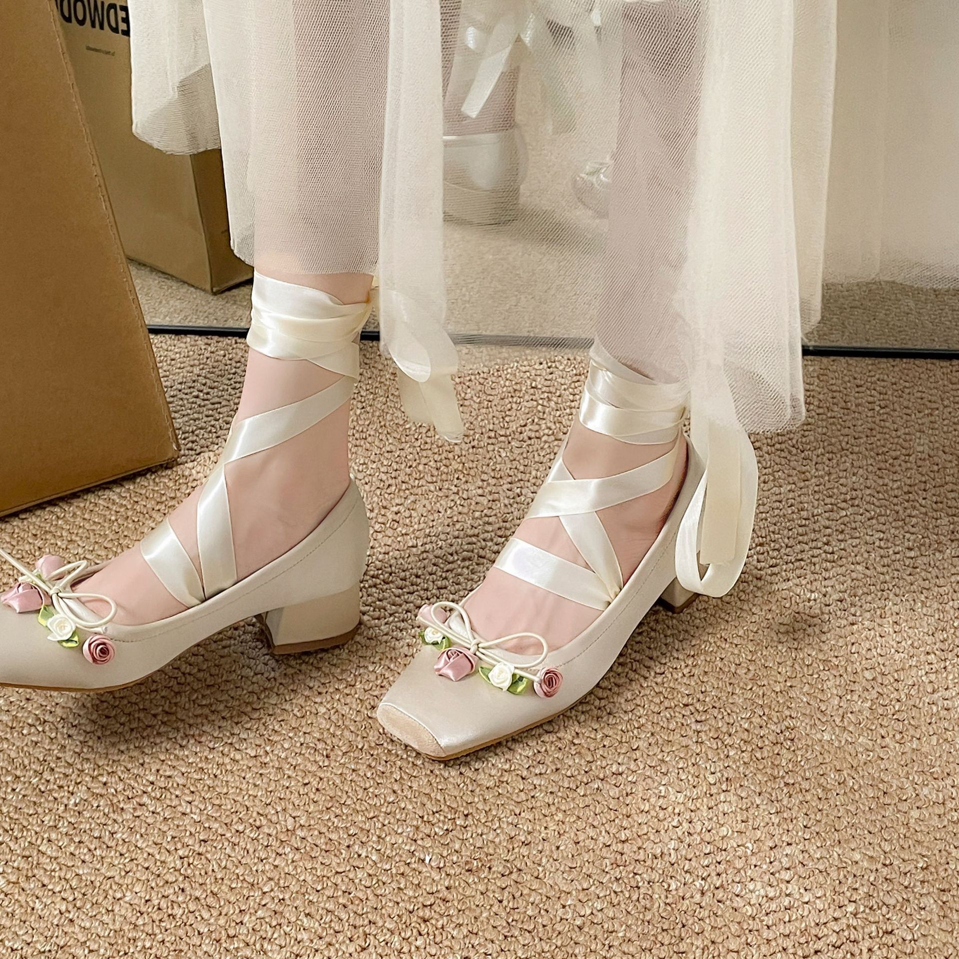 French Ballet Dance Shoe Women's Cross Strap foto 5