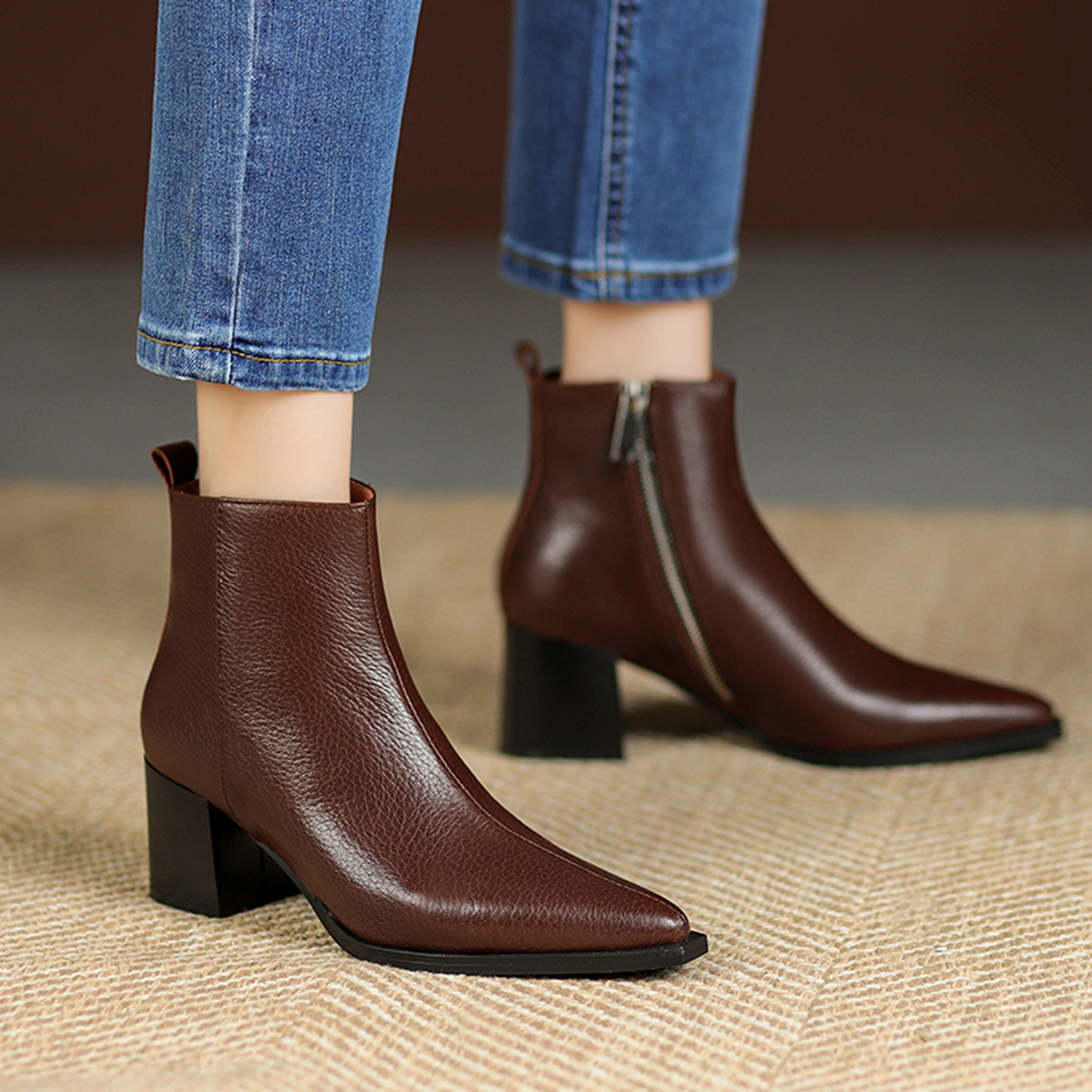 Autumn And Winter Women's Simple Leather Boots foto 3