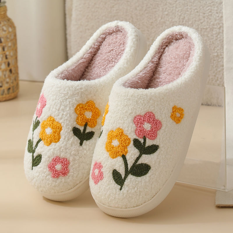 Three-color Flower Cotton Slippers Women's Warm Indoor Slippers foto 5