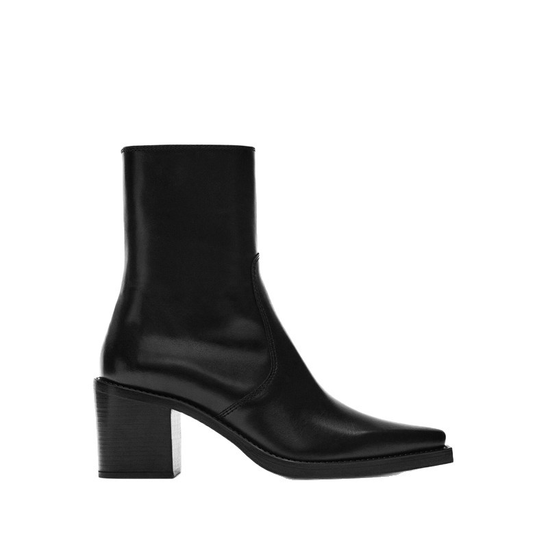 Genuine Leather Pointed-Toe Chunky-Heel Handmade Vintage Womens Boots foto 4