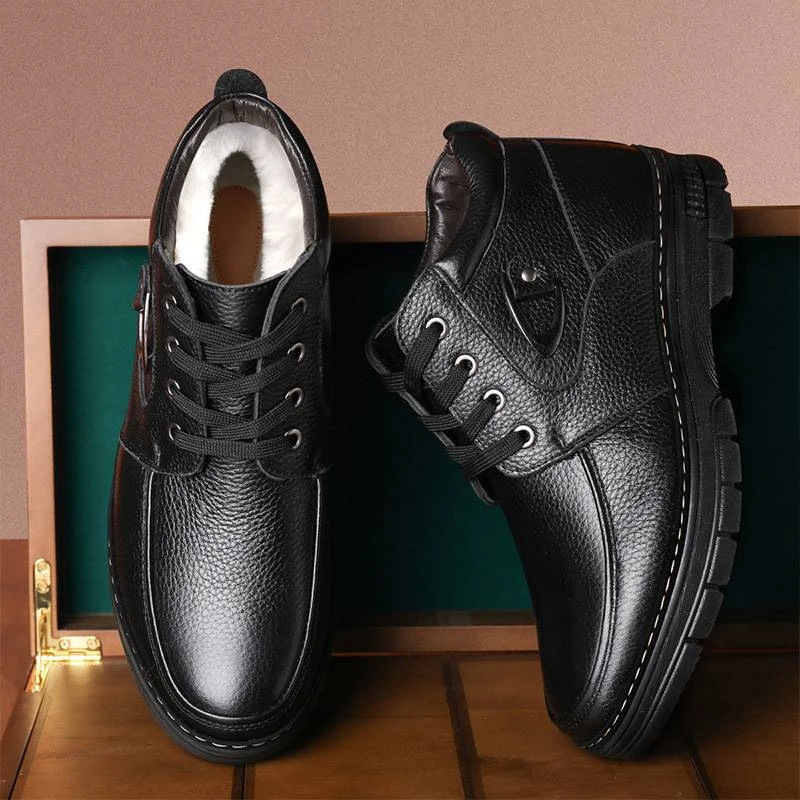 Middle-aged And Elderly Men's Winter Warm Fleece-lined Thick Old Men's Leather Shoes foto 5