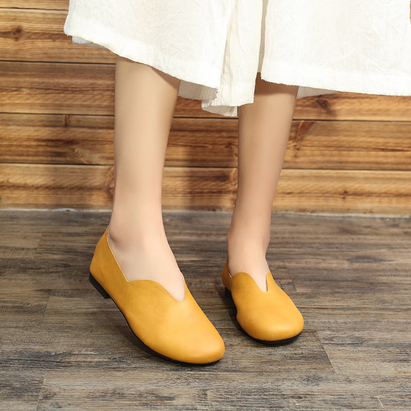 Genuine Leather Vintage Handmade Round-Toe Flat Shoes foto 3