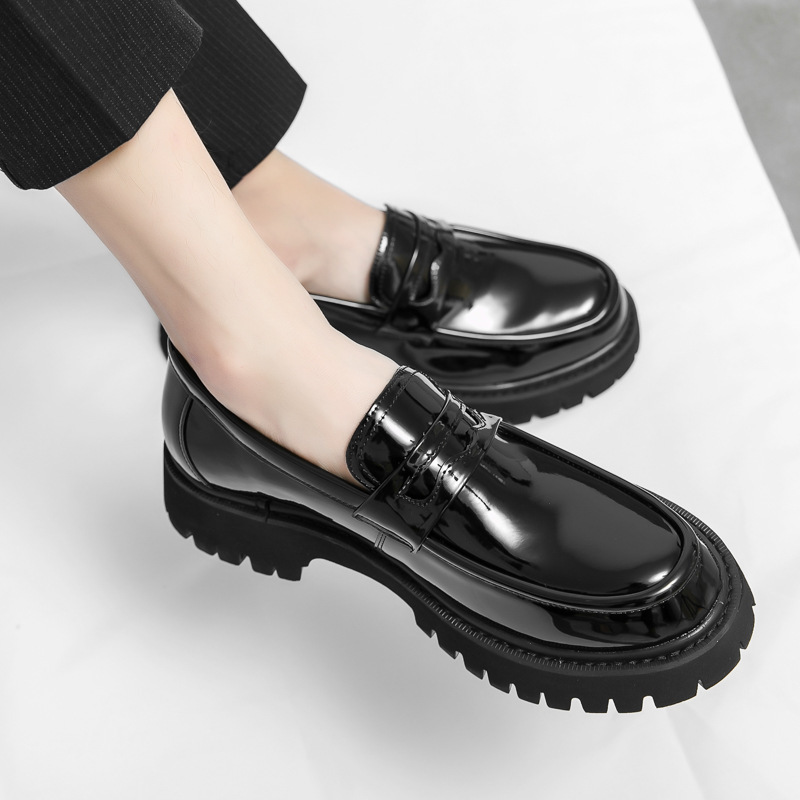 Loafers Platform Height Increasing Shoes Black Fashion Men foto 4