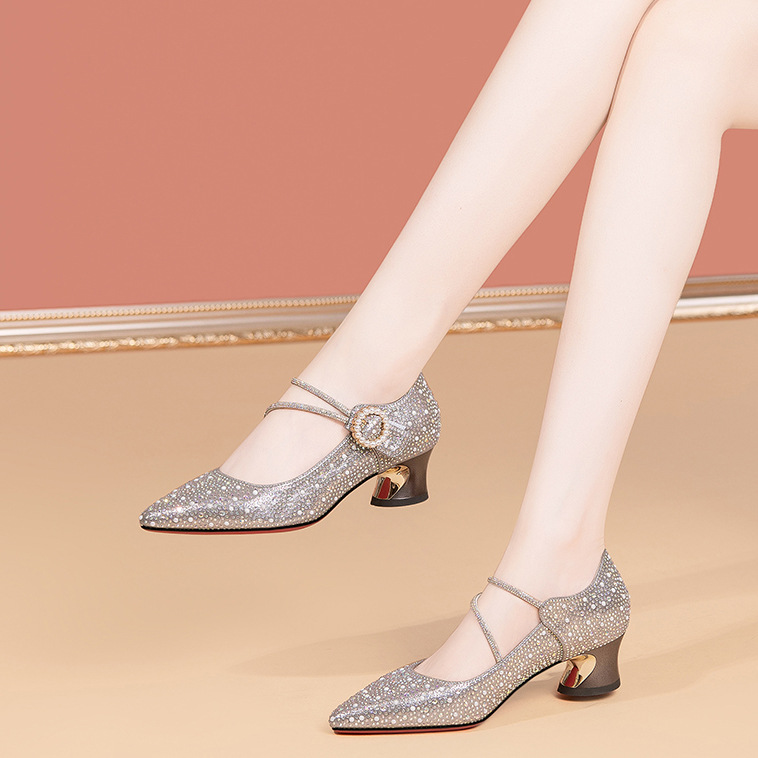 New Rhinestone-embellished Chunky-heel Pumps For Women foto 2