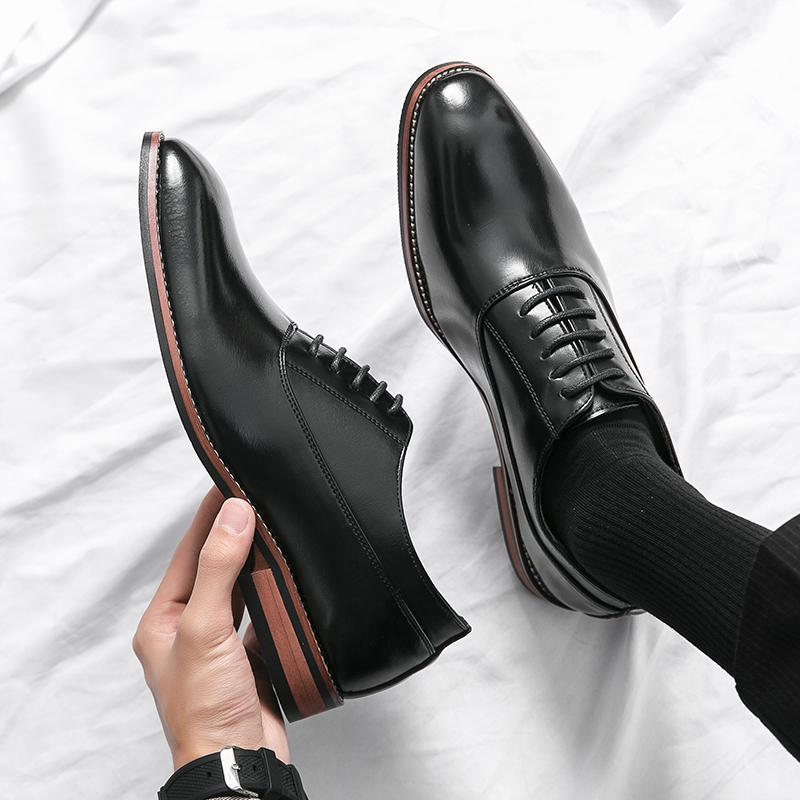 Fashion Casual Low Heel Men's Pointed Leather Shoes foto 3