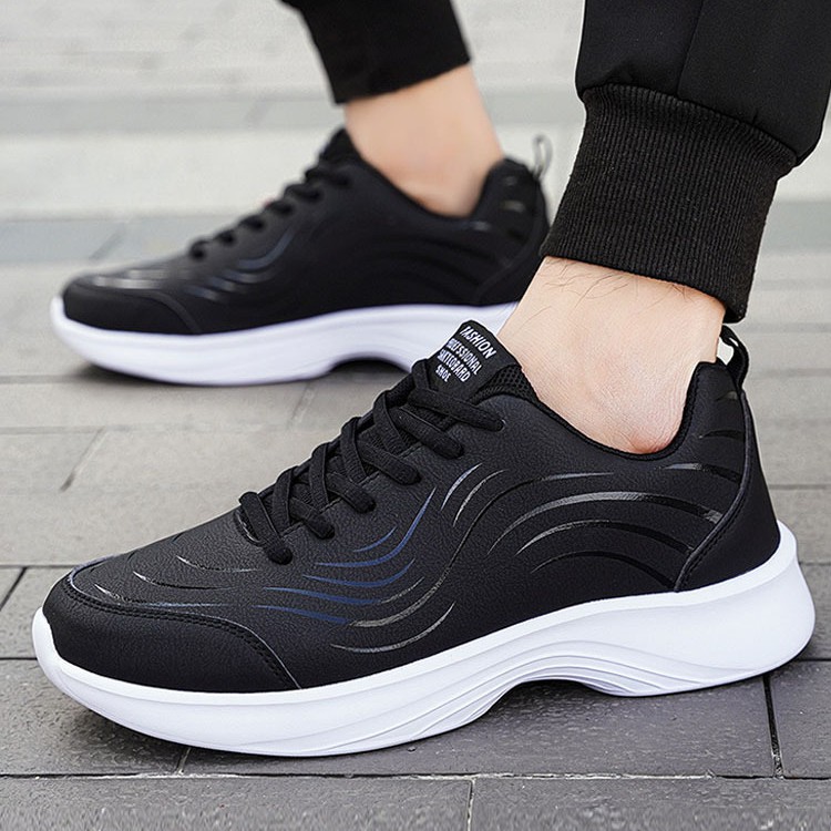 Black Leather-uppers Waterproof And Non-slip Running And Casual Shoes foto 3