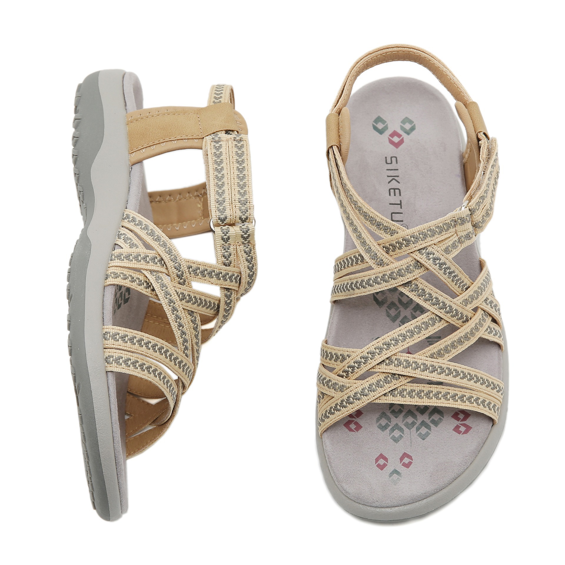 Sports Printed Casual Velcro Plus Size Women's Sandals foto 5