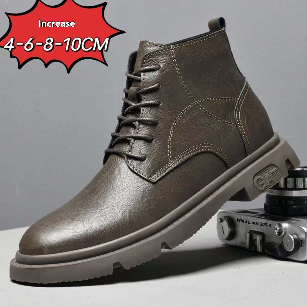 Martin Boots Men's Autumn Elevator Shoes 10cm Breathable