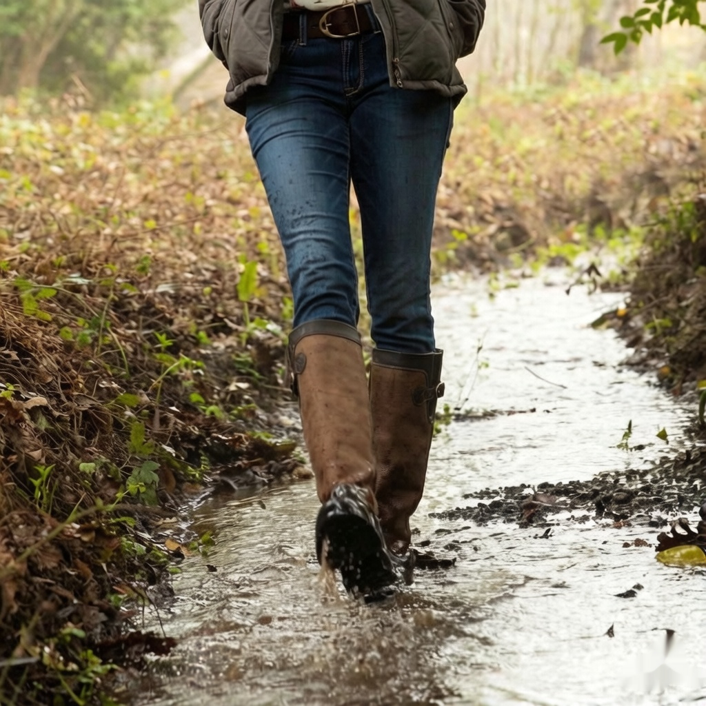 Leather Boots With A Round Toe Thick Sole And Belt Bucklewaterproof foto 3