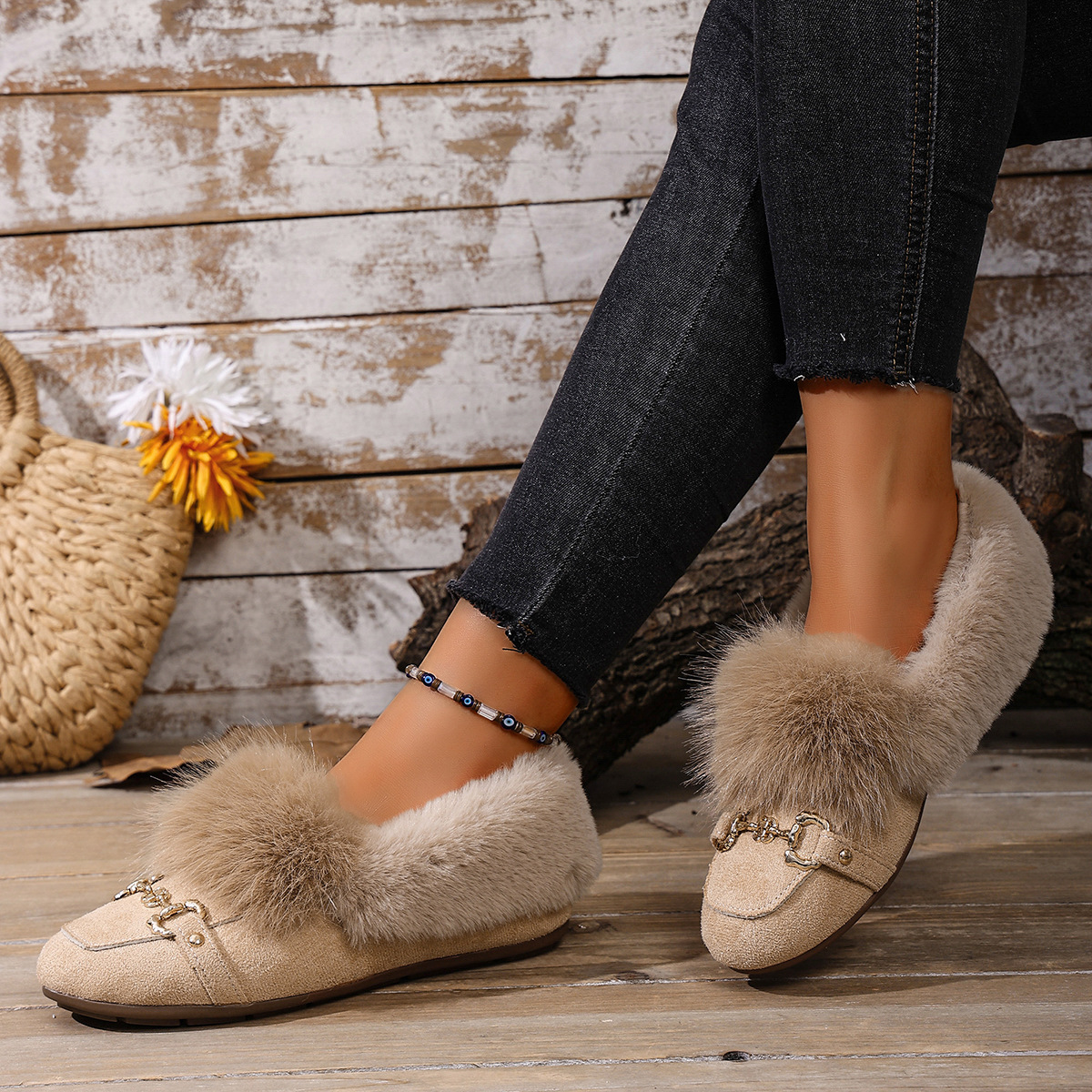 Cotton-padded With Velvet Lightweight And Comfortable Skin-friendly Plush Comfortable Versatile Women's Shoes foto 4
