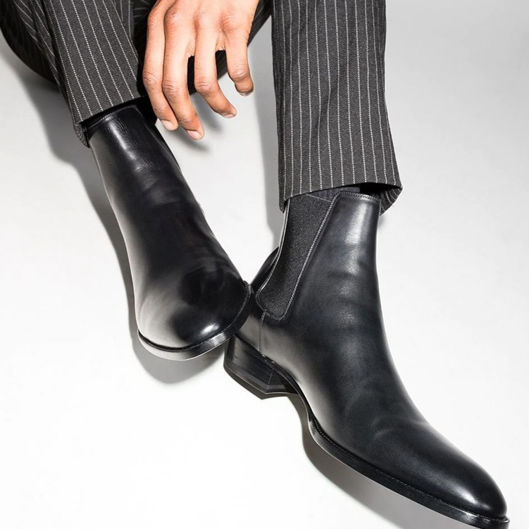 Men's Genuine Leather Pointed Toe Business British Style Martin Boots foto 5