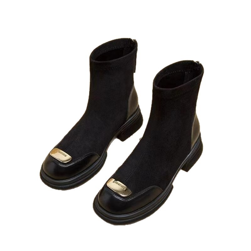 Height Increasing Stitching Short Thick Bottom Chunky Heel Martin Boots foto 2