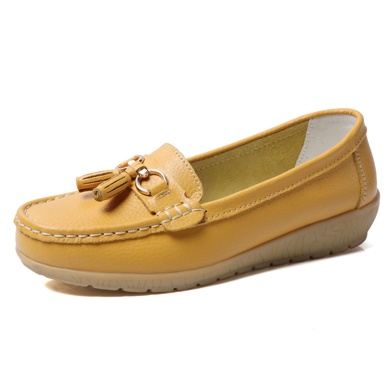 Two-layer Calf Leather Shoes Low-top Slip-on Women's Shoes foto 2