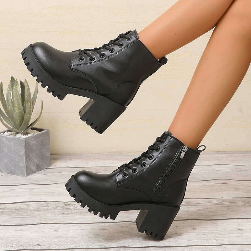 Chunky-soled Womens British-style Ankle Boots foto 4